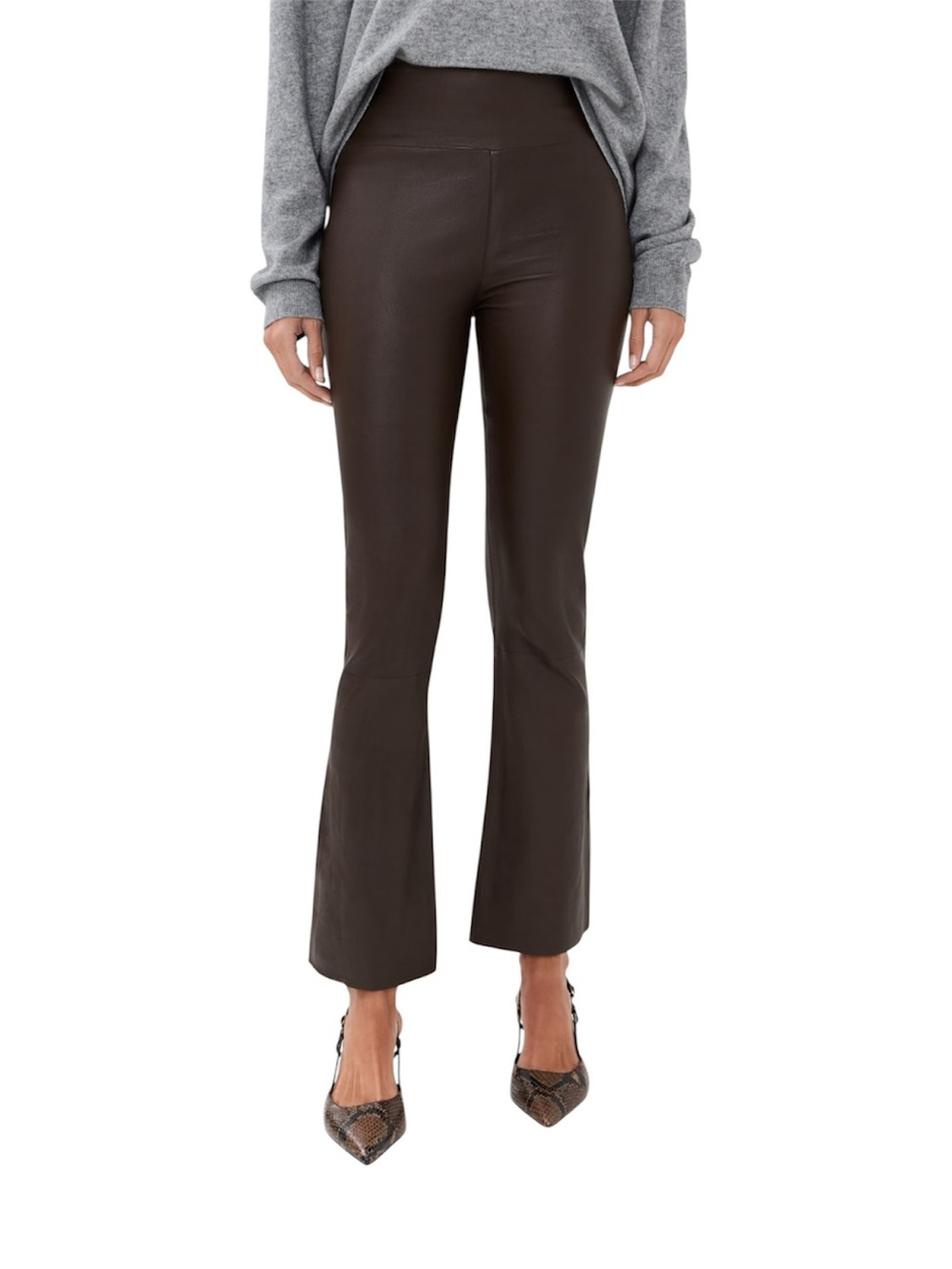 SPRWMN Ankle Crop Flare Pants 100% Lambskin Leather Pants Size 4/6 (Medium)